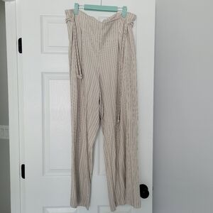 Happily Grey Striped Beige Women's Pants